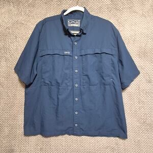 GameGuard Outdoors Shirt Mens XL Performance Fishing Navy Short Sleeve Button